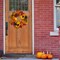 Haute Decor 24 Inch Fall Sunflower Artificial Wreath with Grapevine Base, Real Pinecones, Faux Berries and Pumpkins, Autumn, Fall, Halloween Door or Wall Decoration